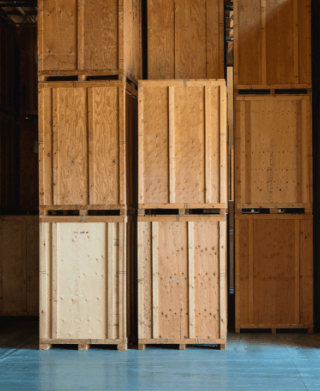 Storage pallets in a warehouse